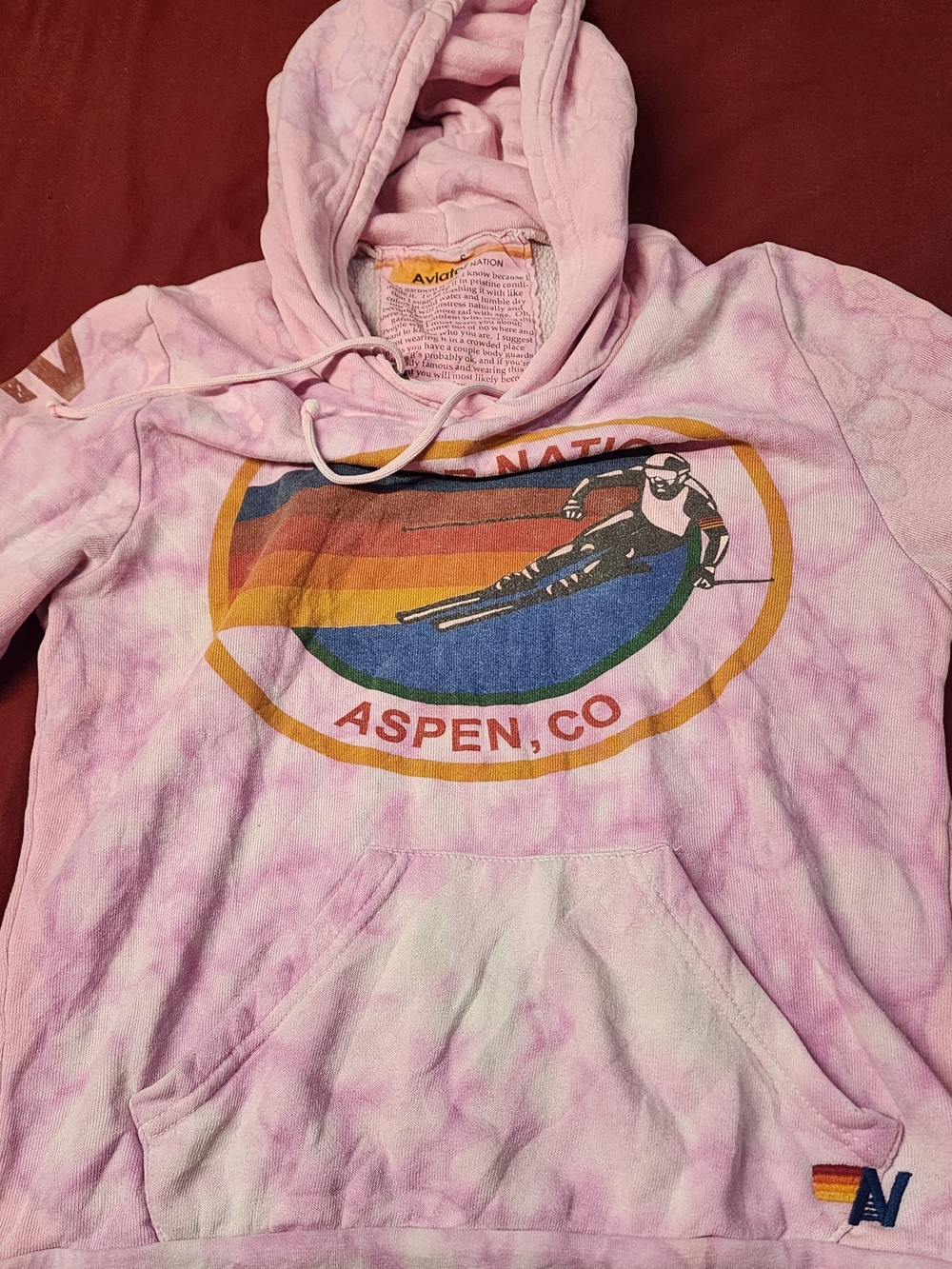 Aviator Nation Pink Tie-Dye Aspen Ski Graphic Hoodie
